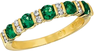 Emerald Diamond Gold Ring Design PNG Image