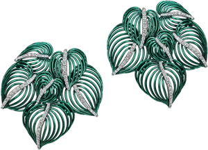 Emerald Leaves Jewelry Design PNG Image