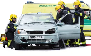 Emergency Response Team At Car Crash Scene PNG Image