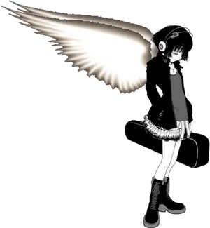 Emo Angel Anime Character PNG Image