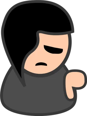 Emo Cartoon Character Thumb Down PNG Image