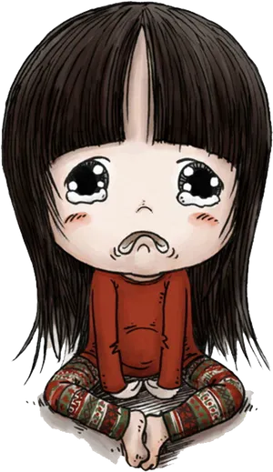 Emo Haired Cartoon Character PNG Image