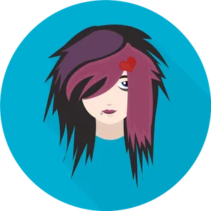 Emo Hairstyle Cartoon Character PNG Image