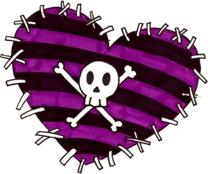 Emo Heart Skulland Crossbones PNG Image