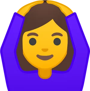 Emoji Girl Holding Head In Hands PNG Image