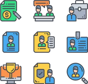 Employee Management Icons Set PNG Image