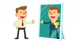 Employee Self Reflection Success Cartoon PNG Image