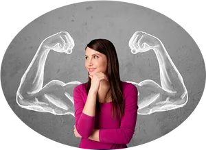 Empowered Woman Thinking About Strength PNG Image