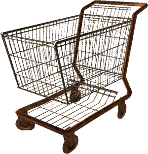 Empty Metal Shopping Cart PNG Image