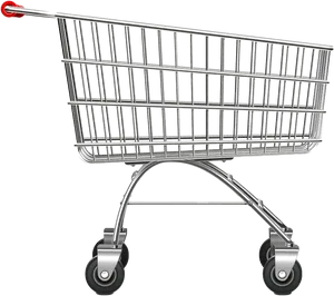 Empty Metal Shopping Cart PNG Image