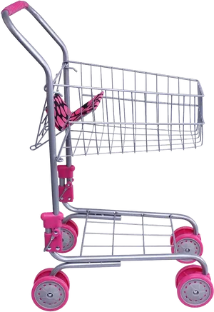 Empty Shopping Cartwith Pink Accents PNG Image