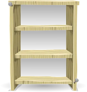 Empty Wooden Bookshelf PNG Image