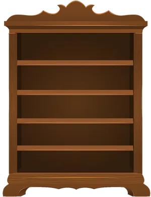 Empty Wooden Bookshelf Vector PNG Image