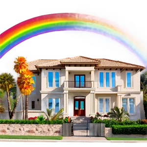 Encanto House With Rainbow Png Kvj61 PNG Image