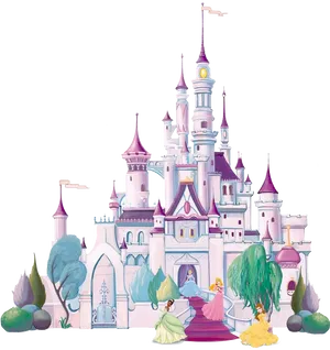 Enchanted Disney Castlewith Princesses PNG Image