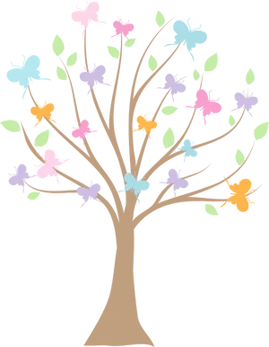 Enchanted Garden Butterfly Tree PNG Image