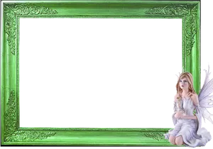 Enchanted Green Framewith Fairy PNG Image