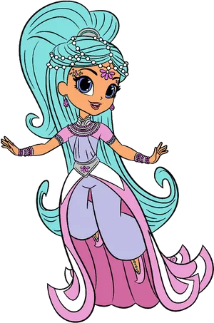 Enchanted Sorceress Cartoon Character PNG Image