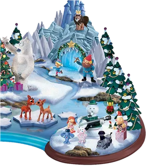 Enchanted Winter Village Scene PNG Image