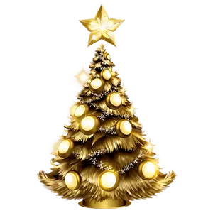 Enchanting Gold Christmas Tree Night Png Dwq74 PNG Image