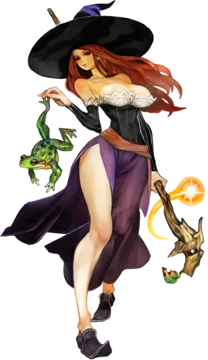 Enchanting Sorceresswith Frogand Staff.png PNG Image