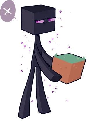 Enderman Holding Block Artwork PNG Image