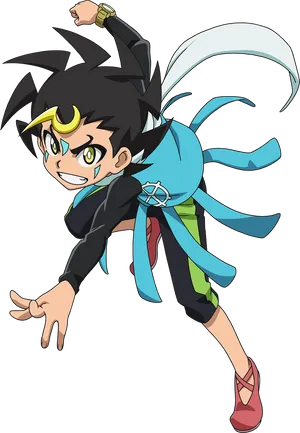 Energetic Beyblade Character PNG Image