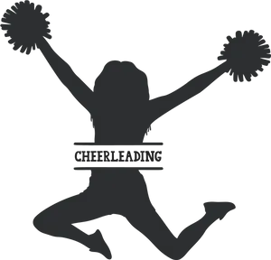 Energetic Cheerleader Silhouette Jump PNG Image