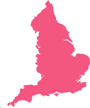 England Outline Map Pink PNG Image