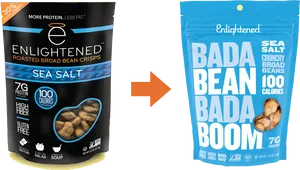 Enlightened Bean Crisps Rebranding PNG Image