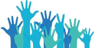 Enthusiastic Crowd Raised Hands PNG Image