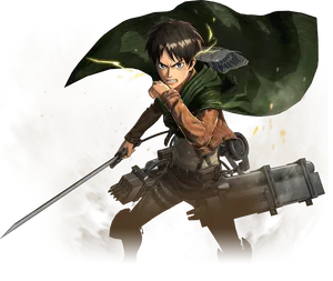 Eren Yeager Attackon Titan Action Pose PNG Image