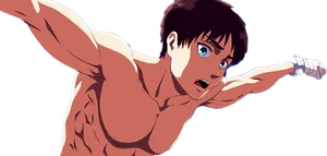 Eren Yeager Attackon Titan Action Pose PNG Image