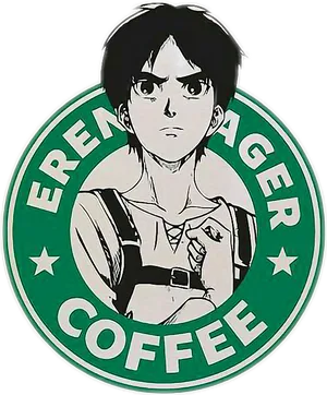 Eren Yeager Coffee Logo Parody PNG Image