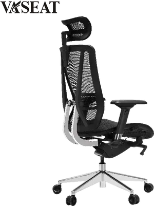 Ergonomic Office Chair Black Mesh PNG Image