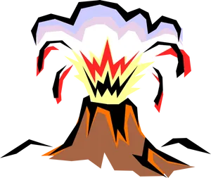 Erupting Volcano Graphic PNG Image