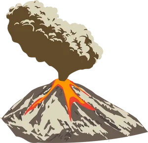 Erupting Volcano Graphic PNG Image