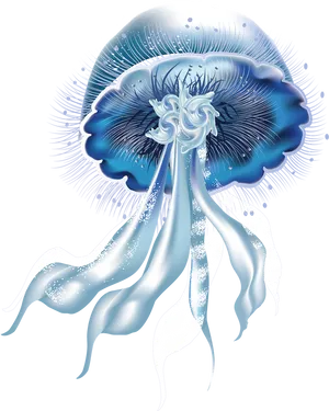 Ethereal_ Blue_ Jellyfish_ Illustration PNG Image