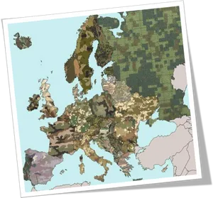 Europe Camouflage Pattern Map PNG Image