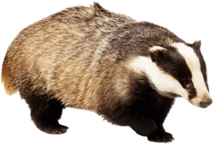 European Badger Side View PNG Image