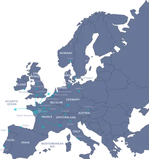 European Flight Paths Map PNG Image