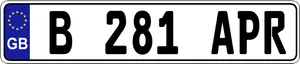 European Union G B License Plate B281 A P R PNG Image