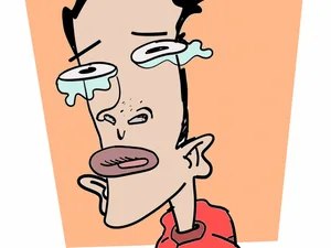 Exaggerated Crying Cartoon Character PNG Image