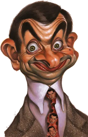 Exaggerated Face Caricature PNG Image