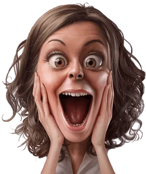 Exaggerated Surprise Expression PNG Image