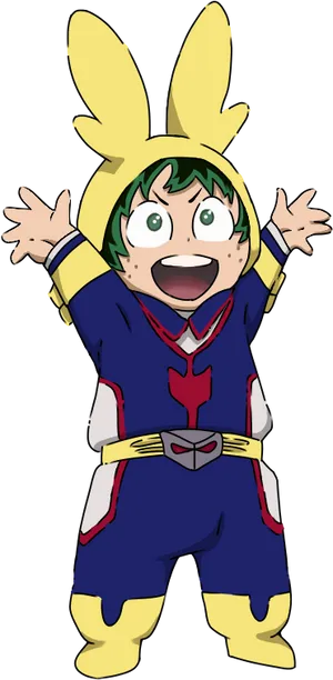 Excited Anime Characterin Hero Costume PNG Image