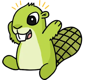 Excited Beaver Cartoon Illustration PNG Image