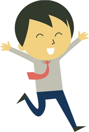 Excited Cartoon Character Jumping PNG Image