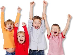 Excited Children Cheering PNG Image