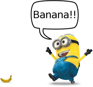 Excited Minion Banana PNG Image